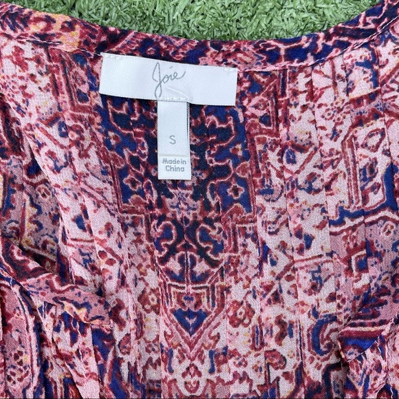 Joie Boho Tile Print Silk Sleeveless Blouse size small casual brunch Preowned - Picture 3 of 6
